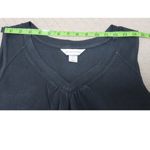 Christopher & Banks Black V-neck Tank top with front gathering Women's Size Smal - Picture 5 of 8